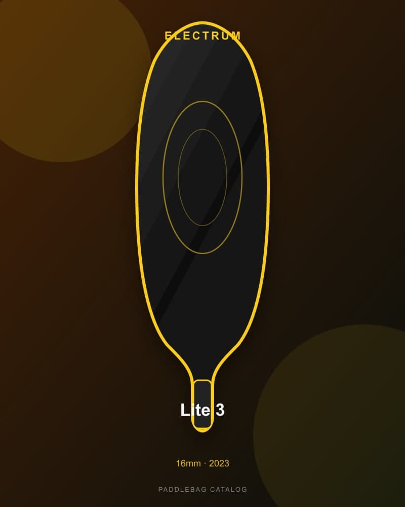 Electrum Lite 3 16mm pickleball paddle — specs and inventory on PaddleBag