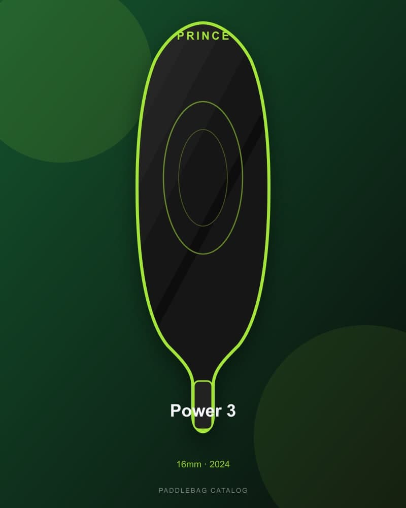 Prince Power 3 16mm pickleball paddle — specs and inventory on PaddleBag